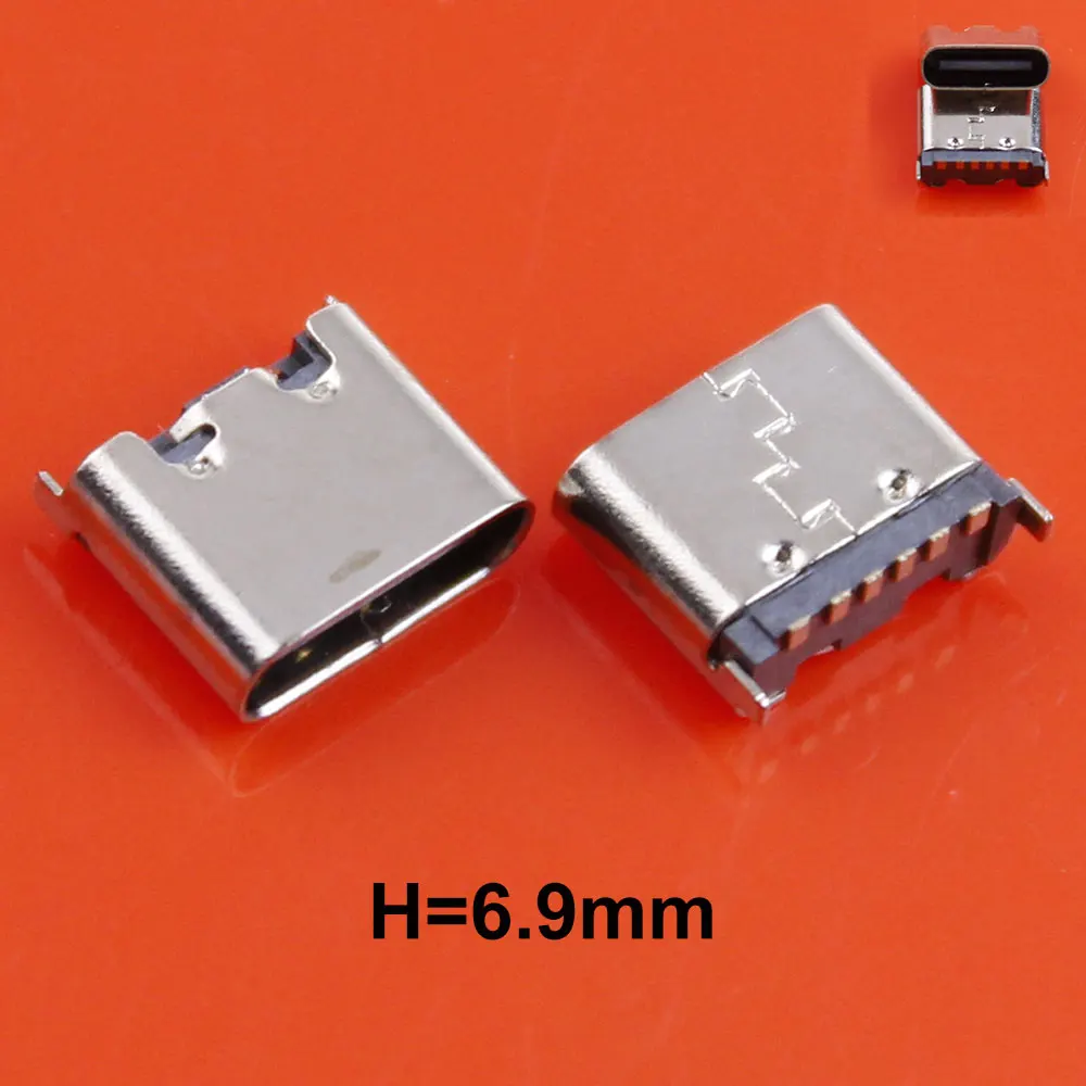 USB 3.1 6Pin Vertical Patch SMT Female Socket Connector Type C Charging Port Chager Plug