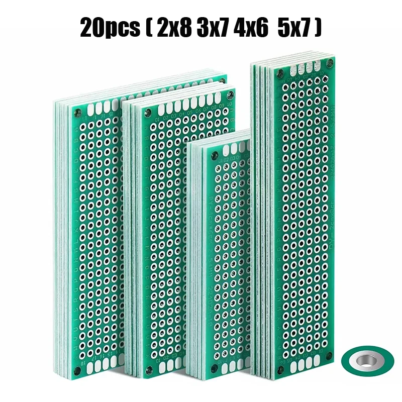 20Pcs PCB Prototype Board ,Green Circuit Board with 4 Sizes Compatible, Double Sided PCB Prototype Board for DIY Electronics - AliExpress