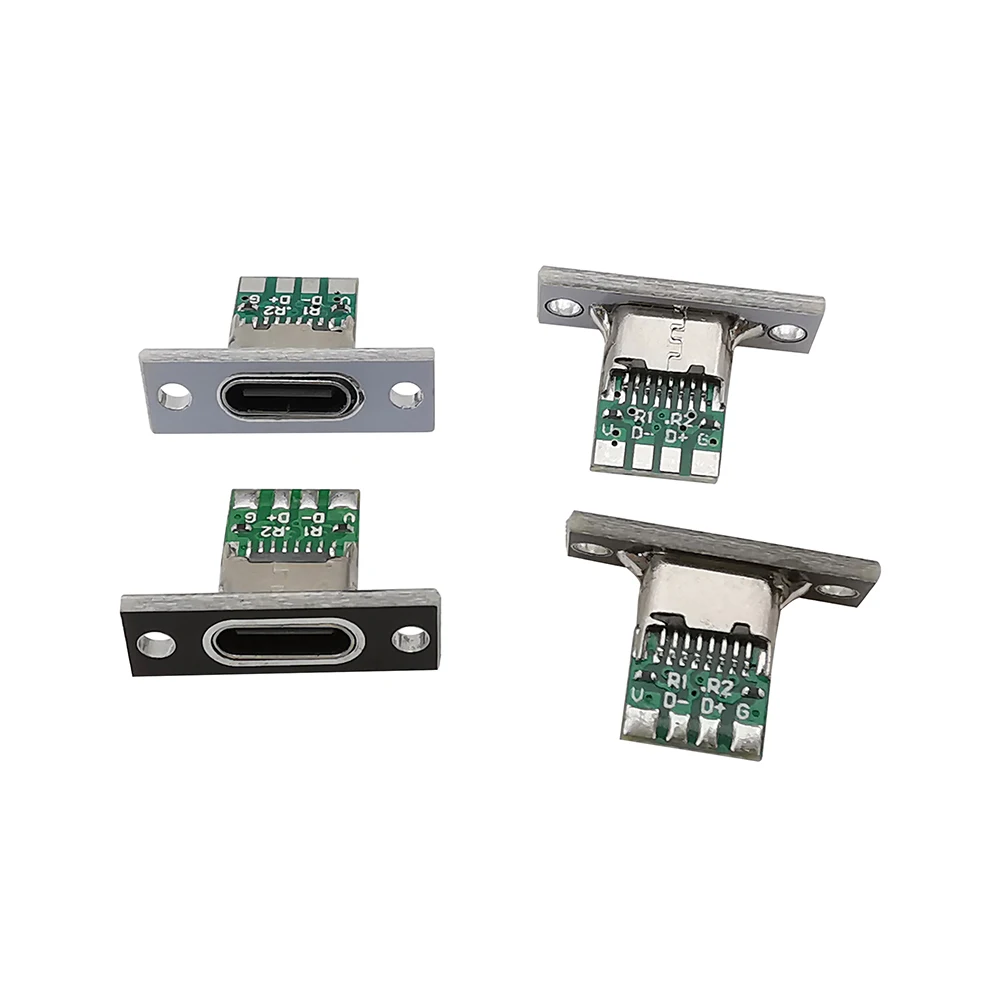 5/10Pcs Type C USB 3.1 Female Socket Connector With Fixing Plate 2Pin 4Pin 6Pin Type-C USB Jack Charging Port for DIY PCB -